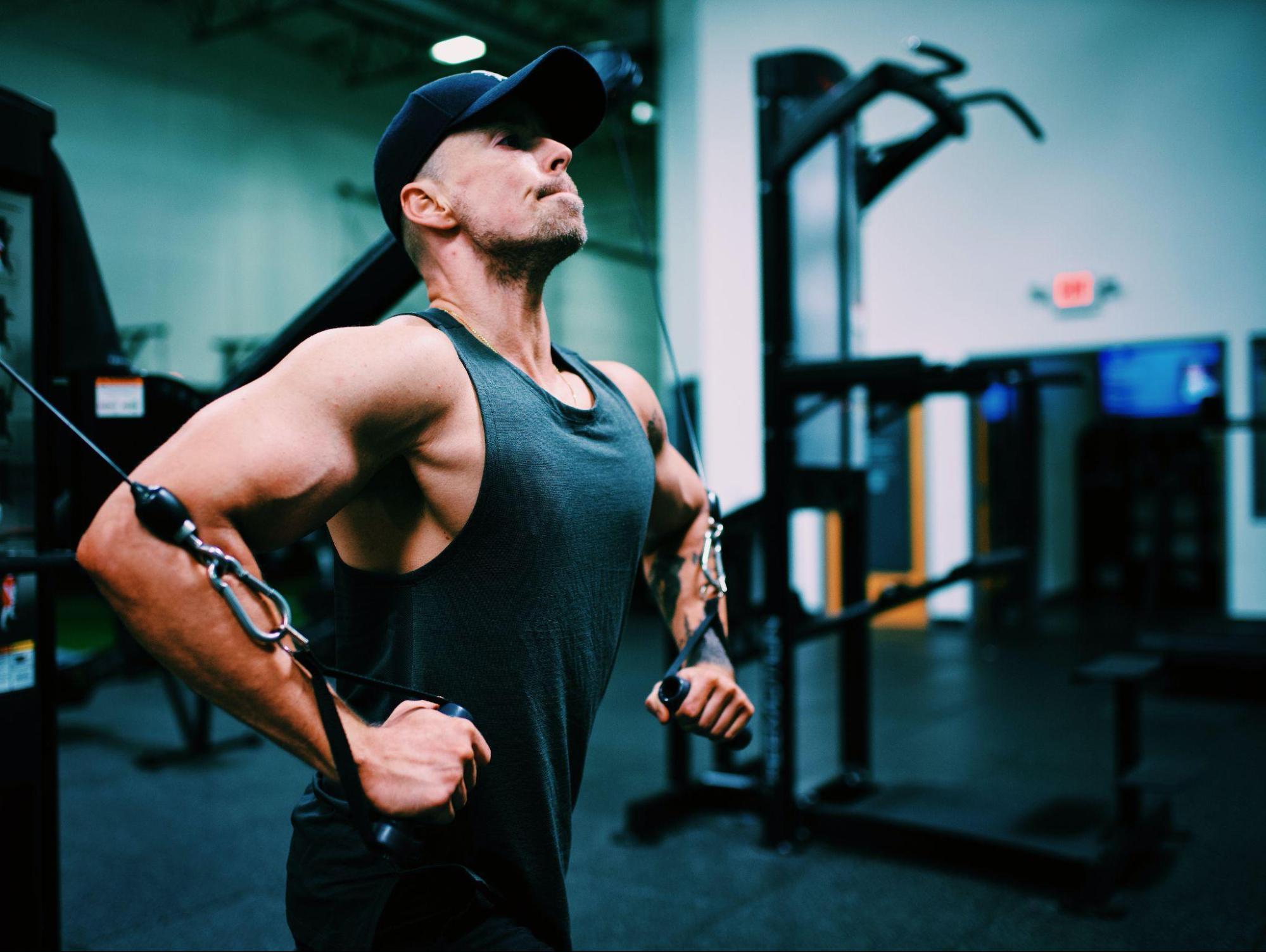 man exercising lower chest