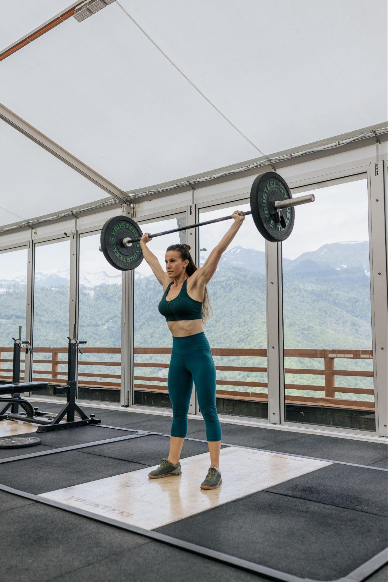 woman doing a power clean