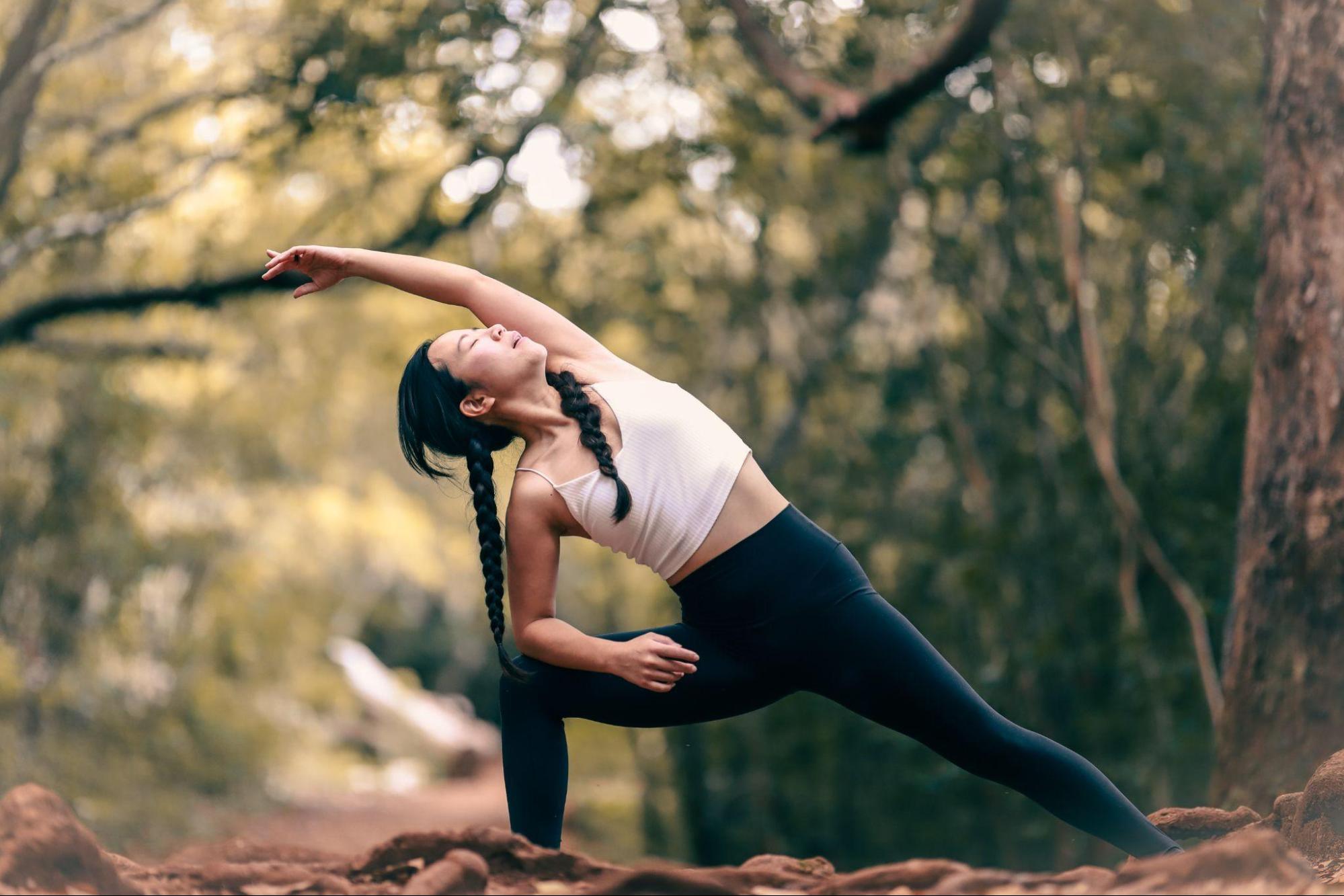 a woman stretching